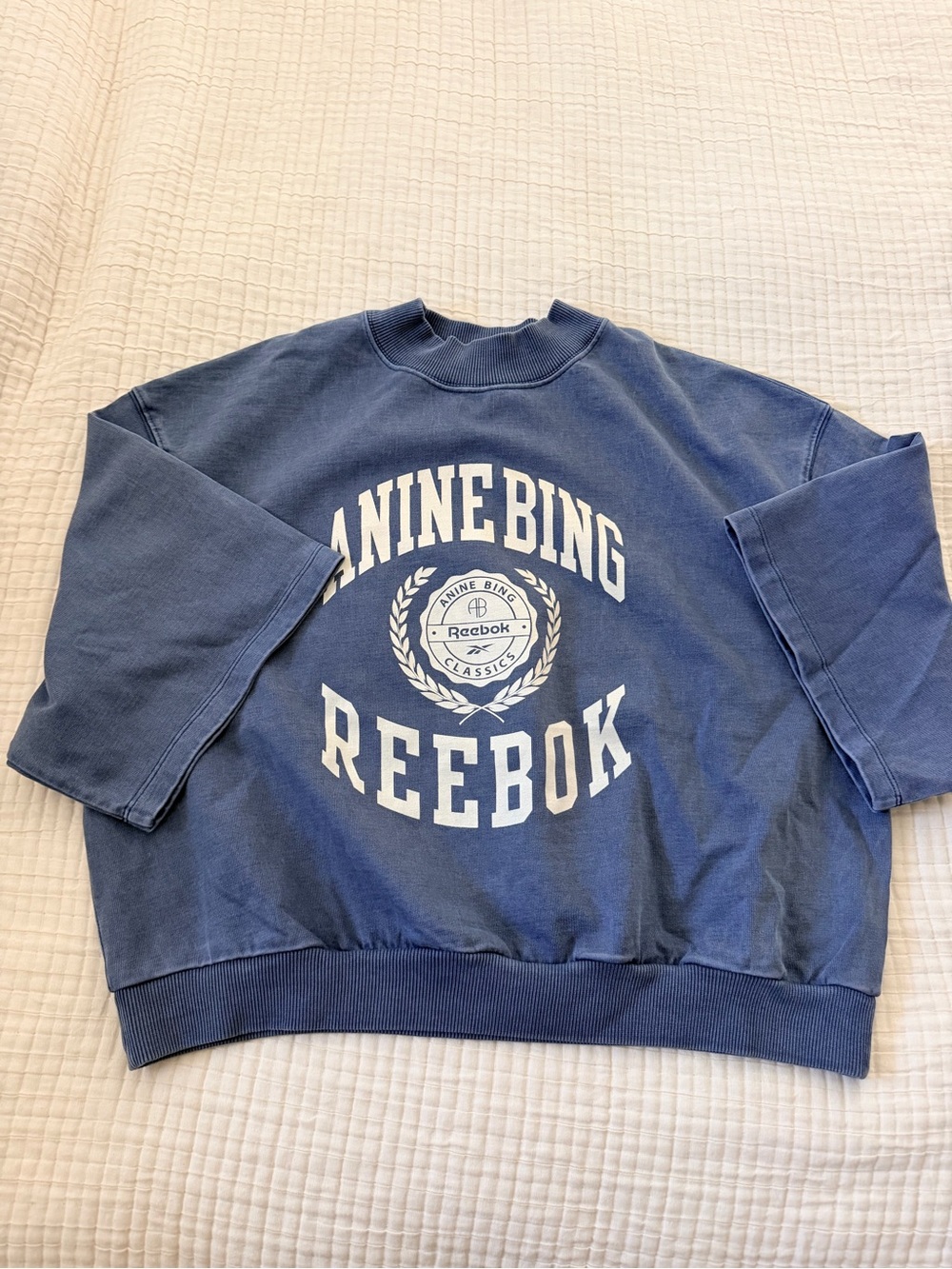 Anine Bing Dusty Blue Graphic Crewneck Sweatshirt NWOT - Picture 2 of 6